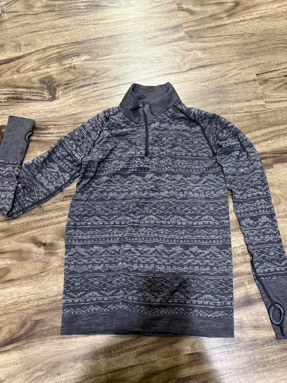lululemon athletica Women's Gray Patterned Quarter-Zip Pullover